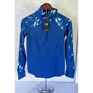 Under Armour Golf Pullover Women's XS XSmall Blue Turquoise Print 1/4 Zip BxU&FF
